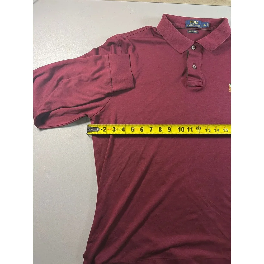 Polo Ralph Lauren Polo Shirt Mens XL Burgundy Long Sleeve Pima Soft Touch Cotton